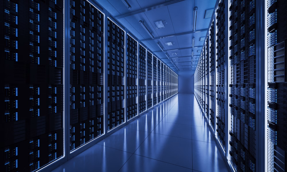3d rendering server room or data center
